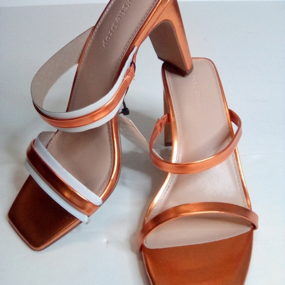 Avery Women's Two Strap High Heel Sandals, Sz.8, MetallicOrange- The Drop - Picture 15 of 16